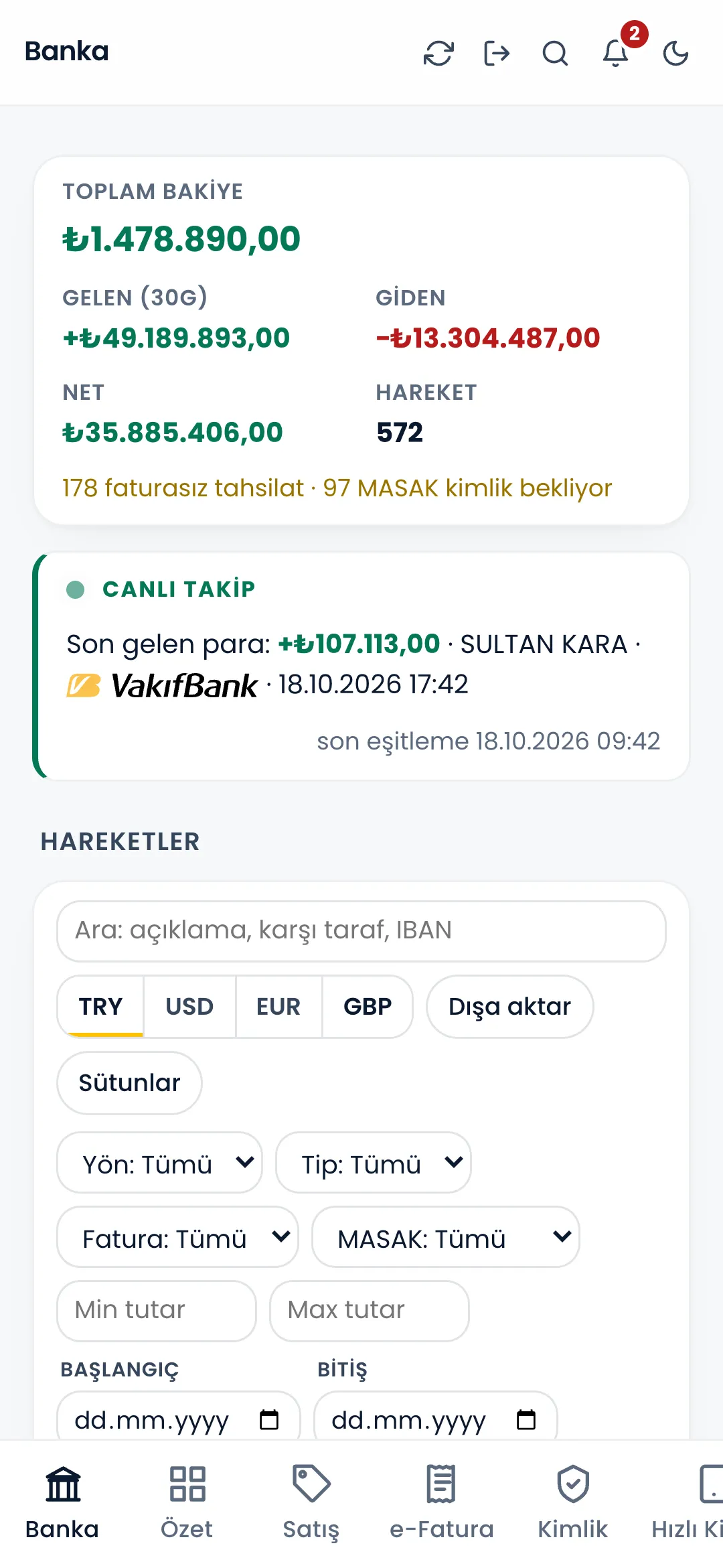 KuyumHub mobil uygulama: Banka